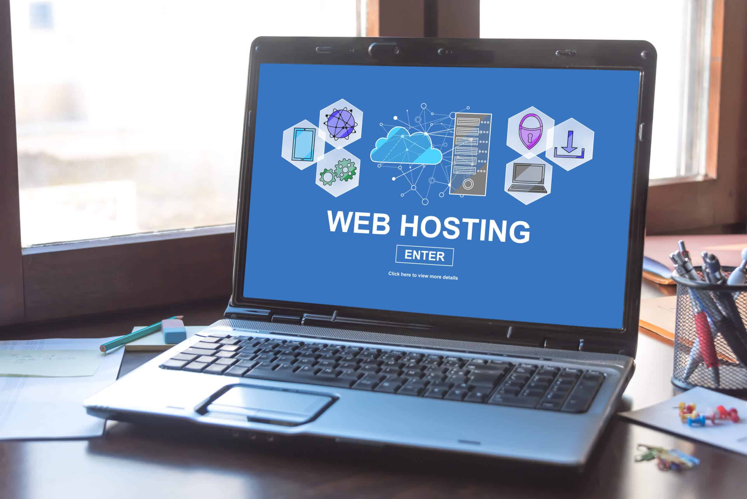 Hosting concept on a laptop screen