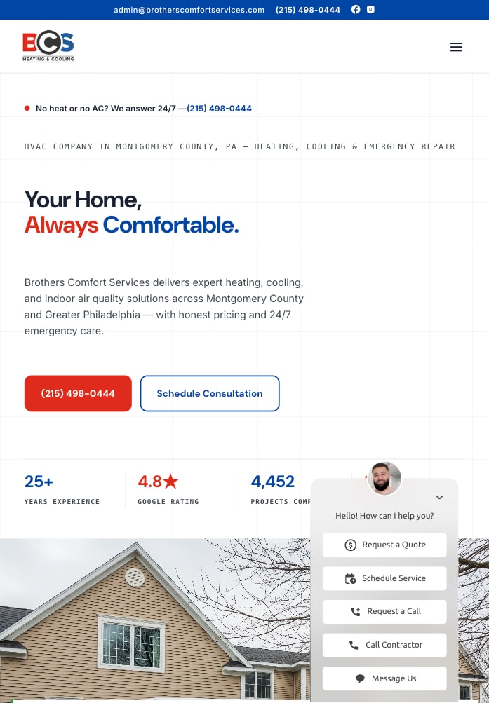 Brothers Comfort Services website built by Reach Media & Design