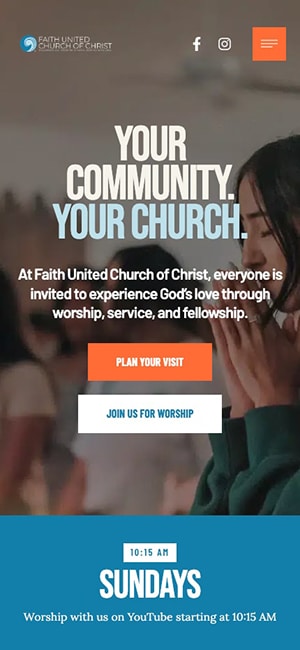 Faith United Church of Christ website built by Reach Media & Design